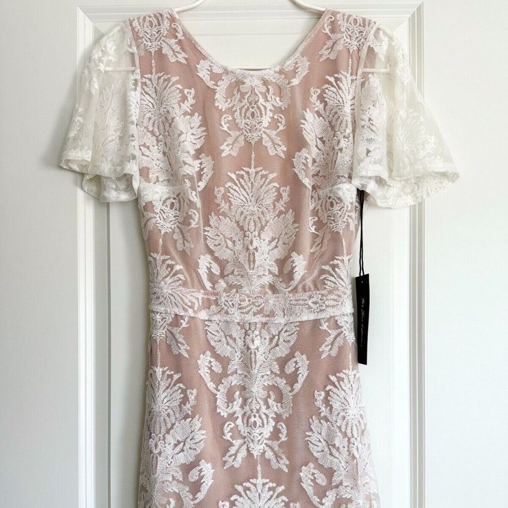 NWT For Love & Lemons San Marcos Ivory Floral Lace Open Back Dress Size Size S